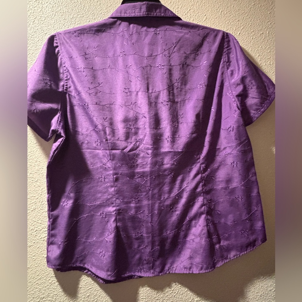 Rebecca Malone Purple Boxy Button Down Shirt - Picture 2 of 5